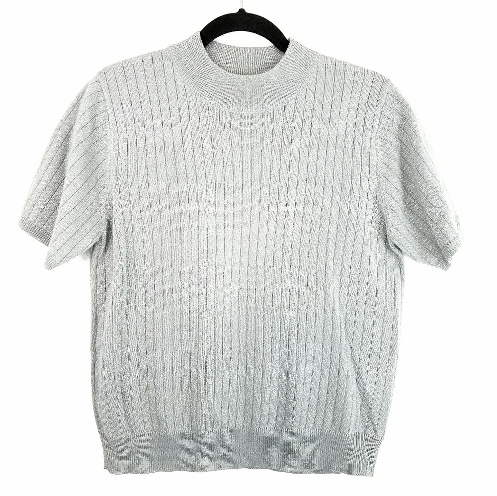 SAG HARBOR metallic sweater blouse